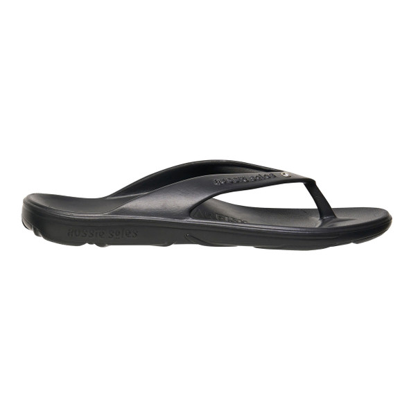 Aussie Soles Black Starfish 2cm Arch Support Thongs with Diamante