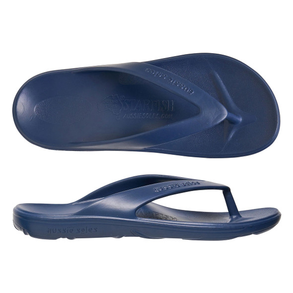 Aussie Soles Navy Starfish 2cm Arch Support Thongs