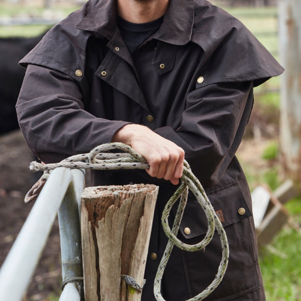 Burke & Wills Mens Balranald Oilskin Short Coat