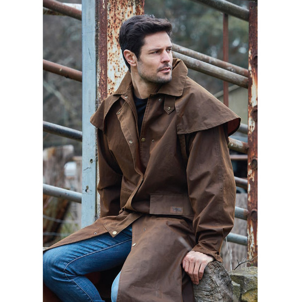 Burke & Wills Stockman Full Length Oilskin Coat Bronze