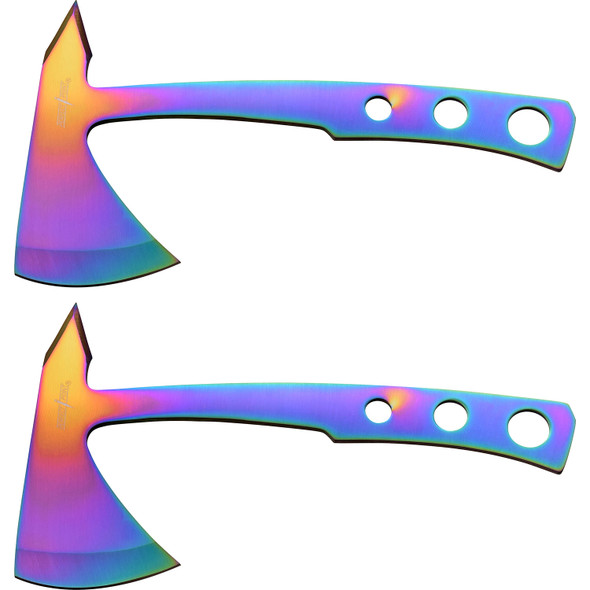 Perfect Point Rainbow Tinite Throwing Axes 2 Pack