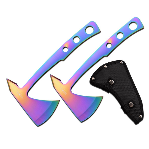 Perfect Point Rainbow Tinite Throwing Axes 2 Pack