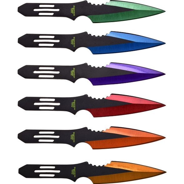 Perfect Point Throwing Knives 6 Pack - Assorted Colours