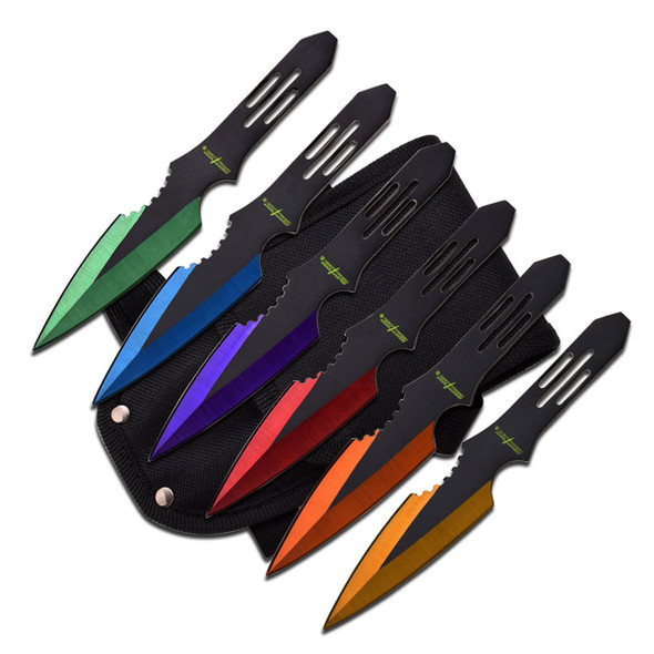 Perfect Point Throwing Knives 6 Pack - Assorted Colours